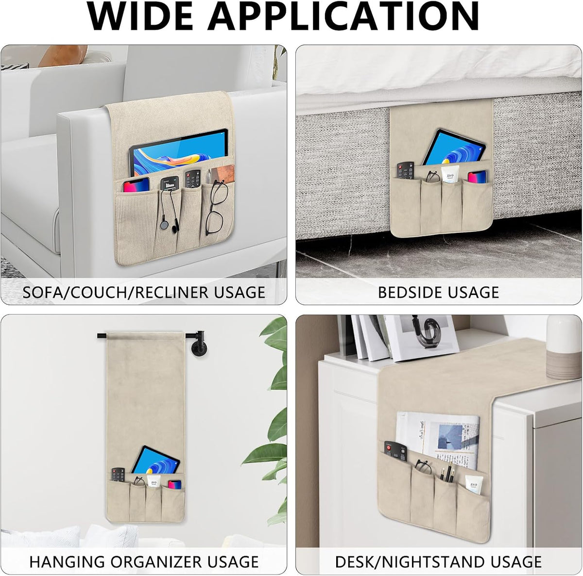 Remote Control Holder, Anti Slip Armchair Caddy Couch Caddy with 5 Pockets