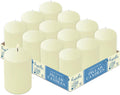 HYOOLA Ivory Pillar Candles 2x3 Inch - 12 Pack Unscented Bulk Pillar Candles - European Made