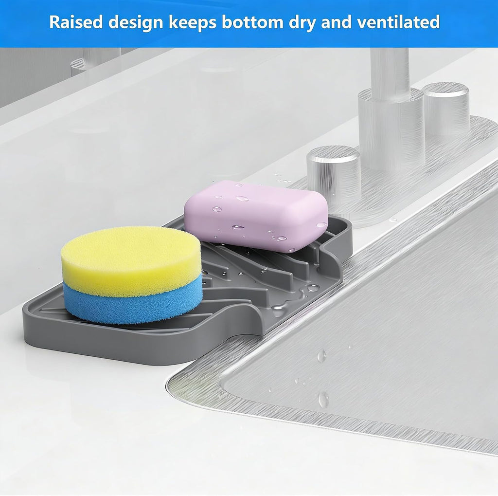 Sponge Holder for Kitchen Sink,8"x 4",Dish Sponge Holder Soap Tray