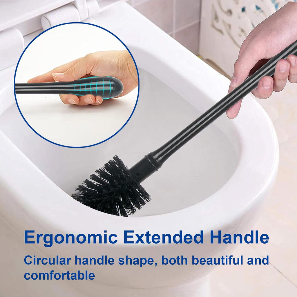 CELOX Toilet Bowl Brush and Holder for Bathroom Cleaning, 2 Set，Black