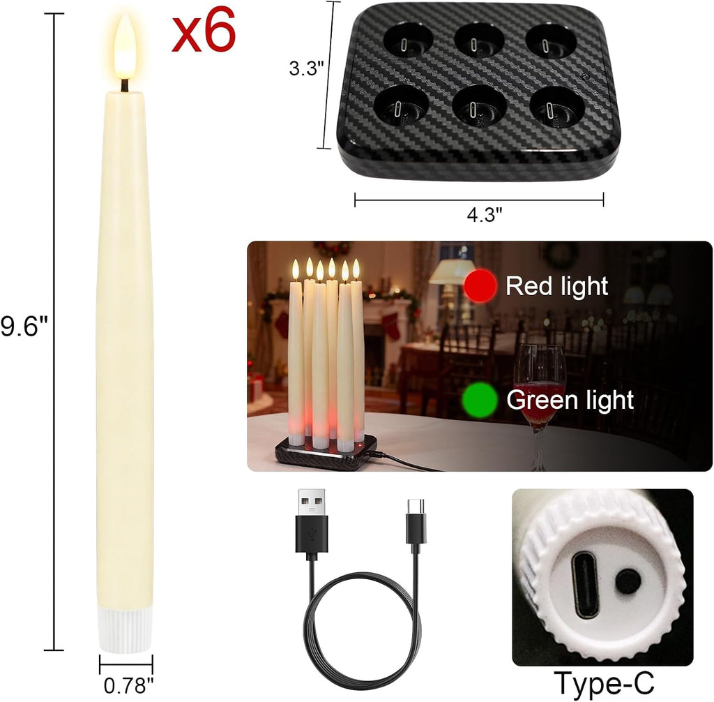 GenSwin Rechargeable Window Candles Sensor Dusk to Dawn with Charging Base