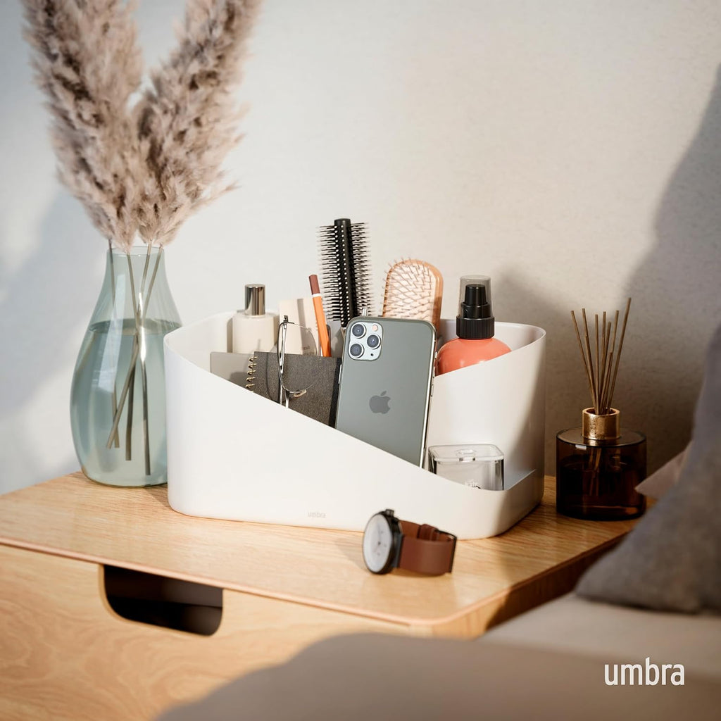 Umbra Glam Makeup Organizer, with Removable Insert, Medium, White