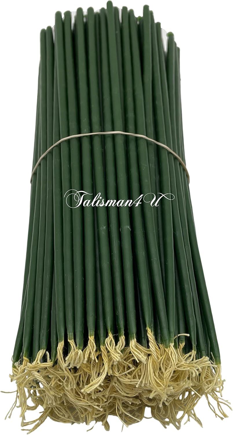 TALISMAN4U 50 Green Beeswax Taper Prayer Candles 11inch Holy Land Jerusalem