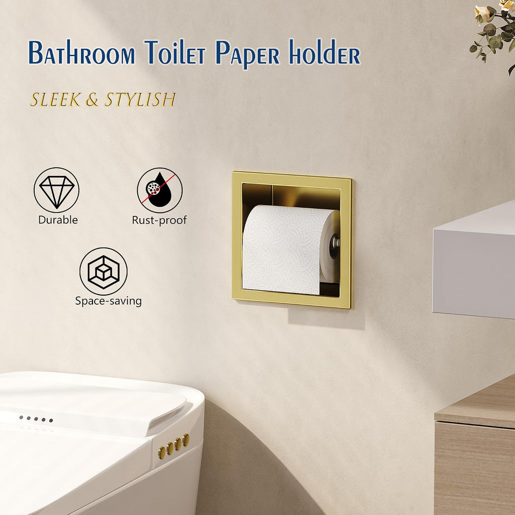 Neodrain Gold 304 Stainless Steel Recessed in Wall Toilet Paper Holder