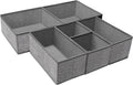 Criusia Foldable Underwear Drawer Organizer, Closet Dividers, Storage Box for Clothes, Socks (6 Bins, Gray)