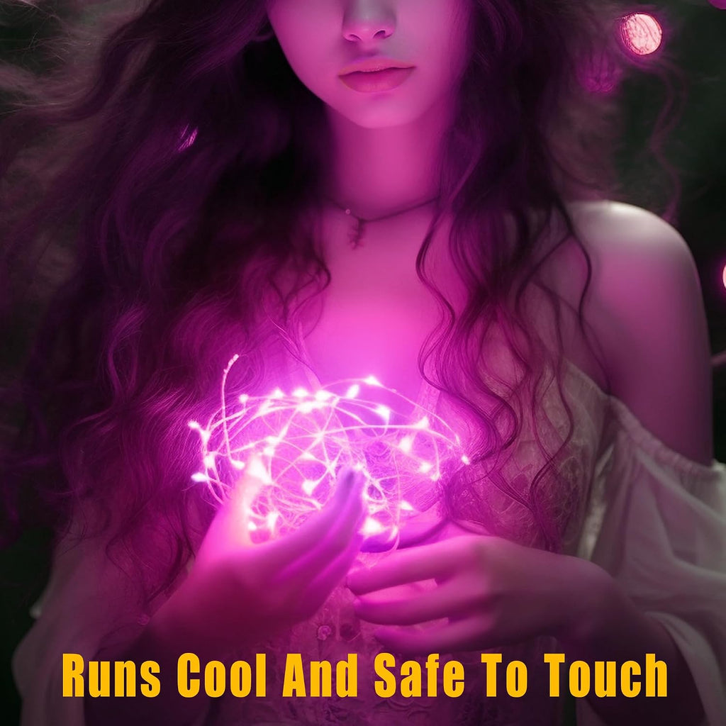 6 Pack Fairy Lights Battery Operated 10ft Silver Wire 30LEDs Pink
