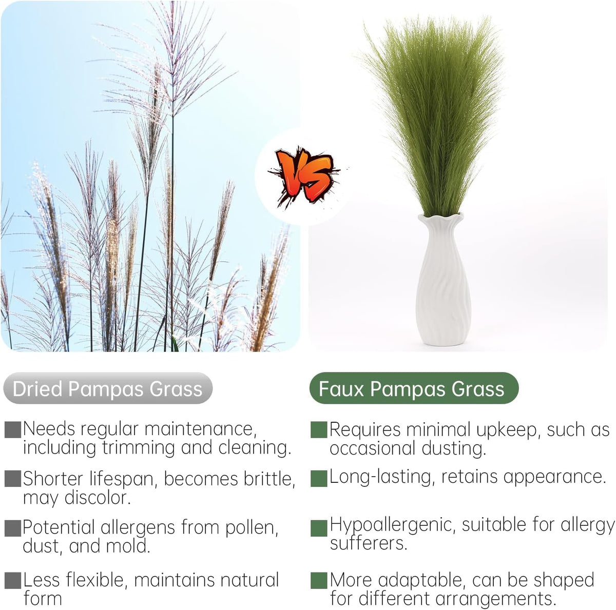 Faux Pampas Grass Decor ， 21.7 Inch Artificial Pampas Grass Grass Green Reed Grass, Vase Filler for Home Decor, Room, Bathroom, Wedding, Table Centerpiece - 20PCS