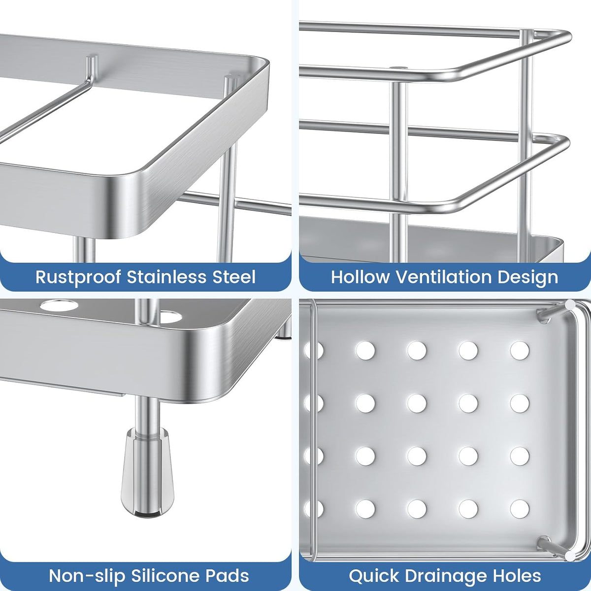 Luxspire Toothbrush Holders for Bathroom, Stainless Steel, 6 Slots, Silver
