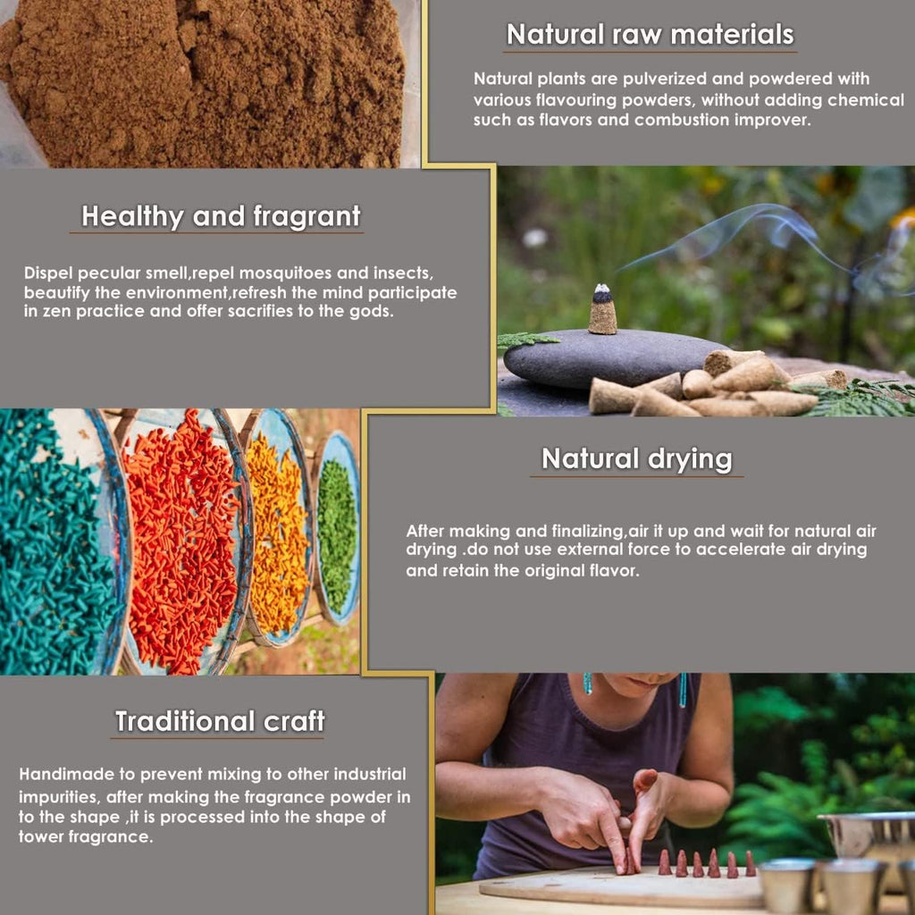 NAQSH Hand Rolled Incense Cones Scented Long Lasting Aroma for Positivity & Pure Air Meditation, Yoga, Aromatherapy, Relaxing & Refreshing (10, Back Flow Masala Cones)
