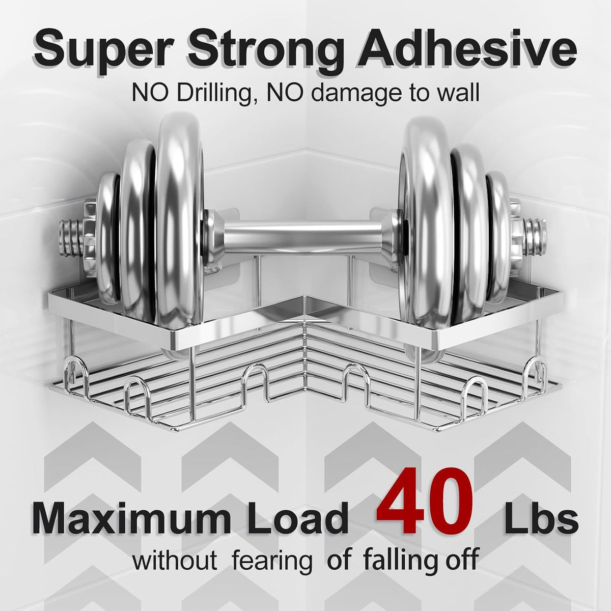 Liuoud Corner Shower Caddy 5 Pack Adhesive Stainless Steel Organizer Chrome