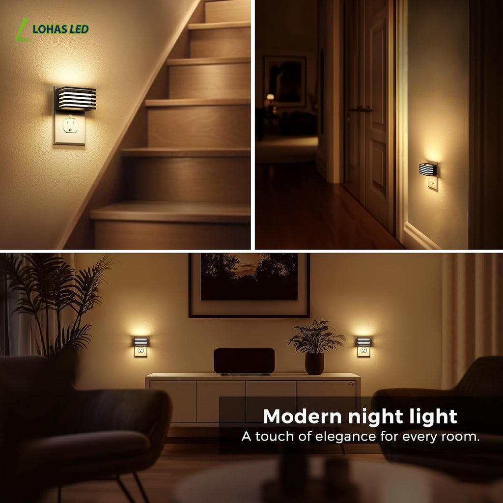 L LOHAS LED Night Lights Plug into Wall, 2 Pack Modern Night Light