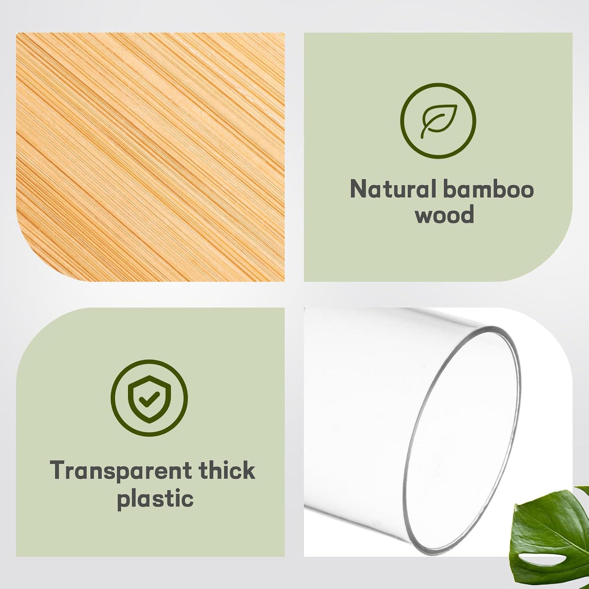 Yaomiao 6 Pack Bathroom Organizers, 10 oz Clear Jars with Lids, Wood Color