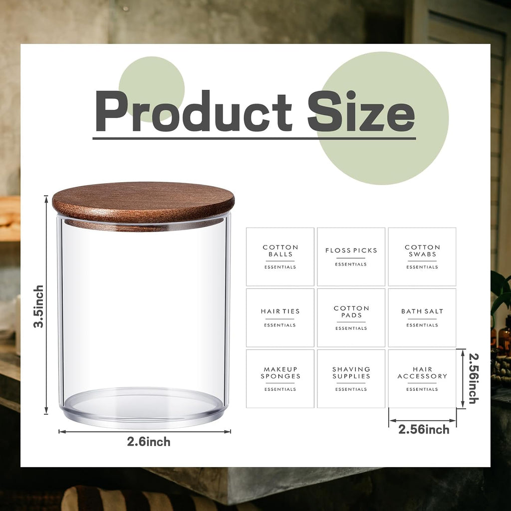 Yaomiao 6 Pack Bathroom Organizers, 10 oz Clear Jars with Lids, Dark Brown