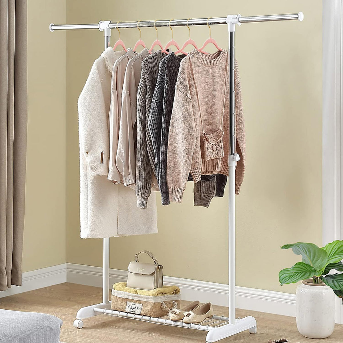 36 Packs Velvet Clothes Hangers, 17.3 Inches Non-Slip Skirt Hangers, Sturdy Dresses Hangers with Shoulder Notches, Space Saving Clothing Hangers for Adults, Pink with Gold Hook