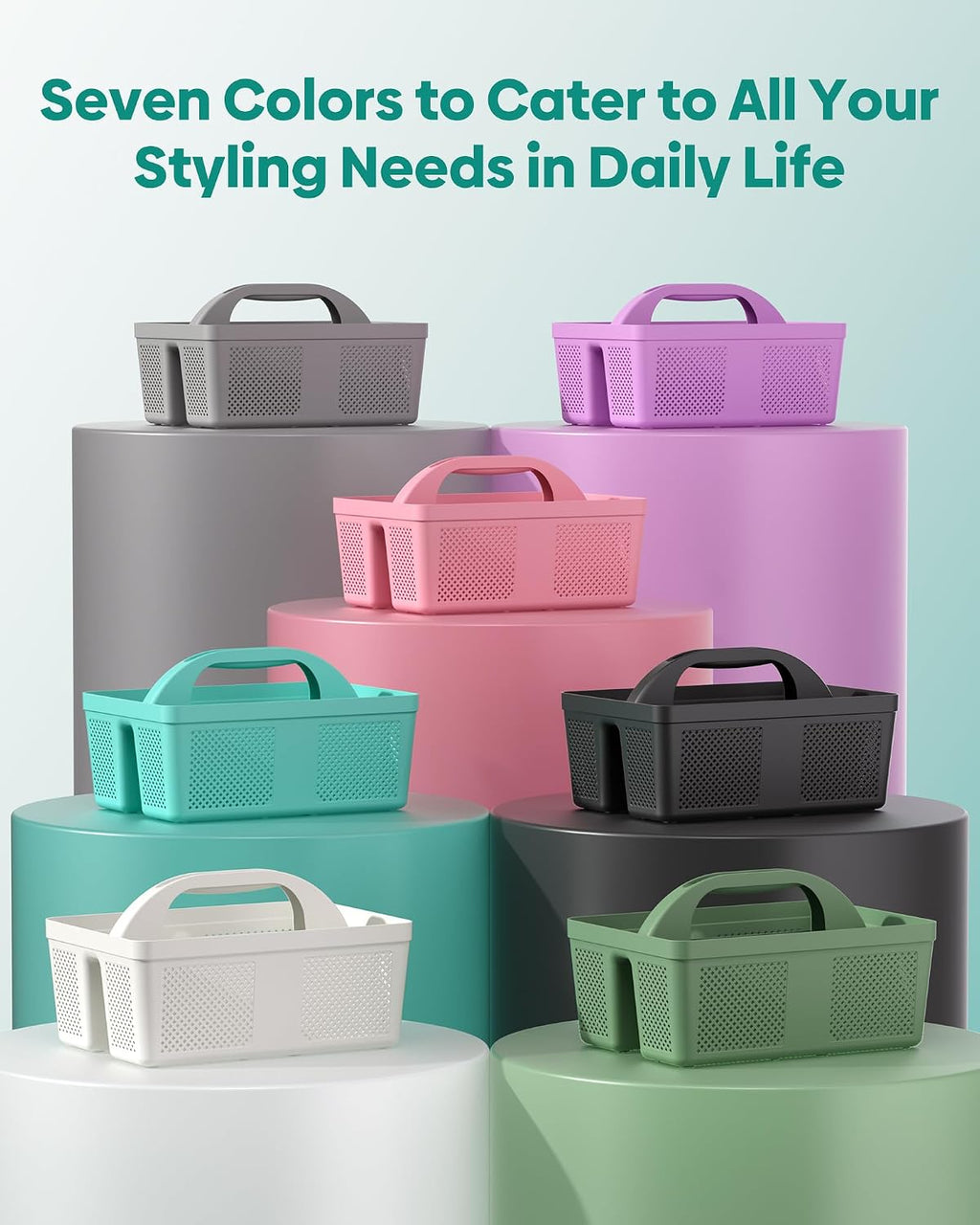 Portable Shower Caddy with Handle - 4 PCS, BPA-free, Teal