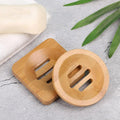 2 Pcs Bamboo Soap Holder Wooden Soap Dishes for Shower Steamer Tray for Shampoo Bath Bomb Steamers Natural Soap Dish for Home Bathroom Accessories(Round and Square)