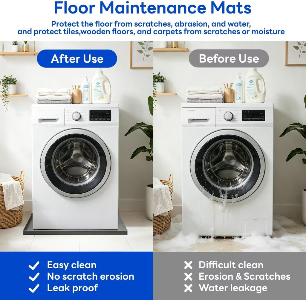 27"x27" Washing Machine Drain Pan Silicone Mat with 0.78" Raised Edge