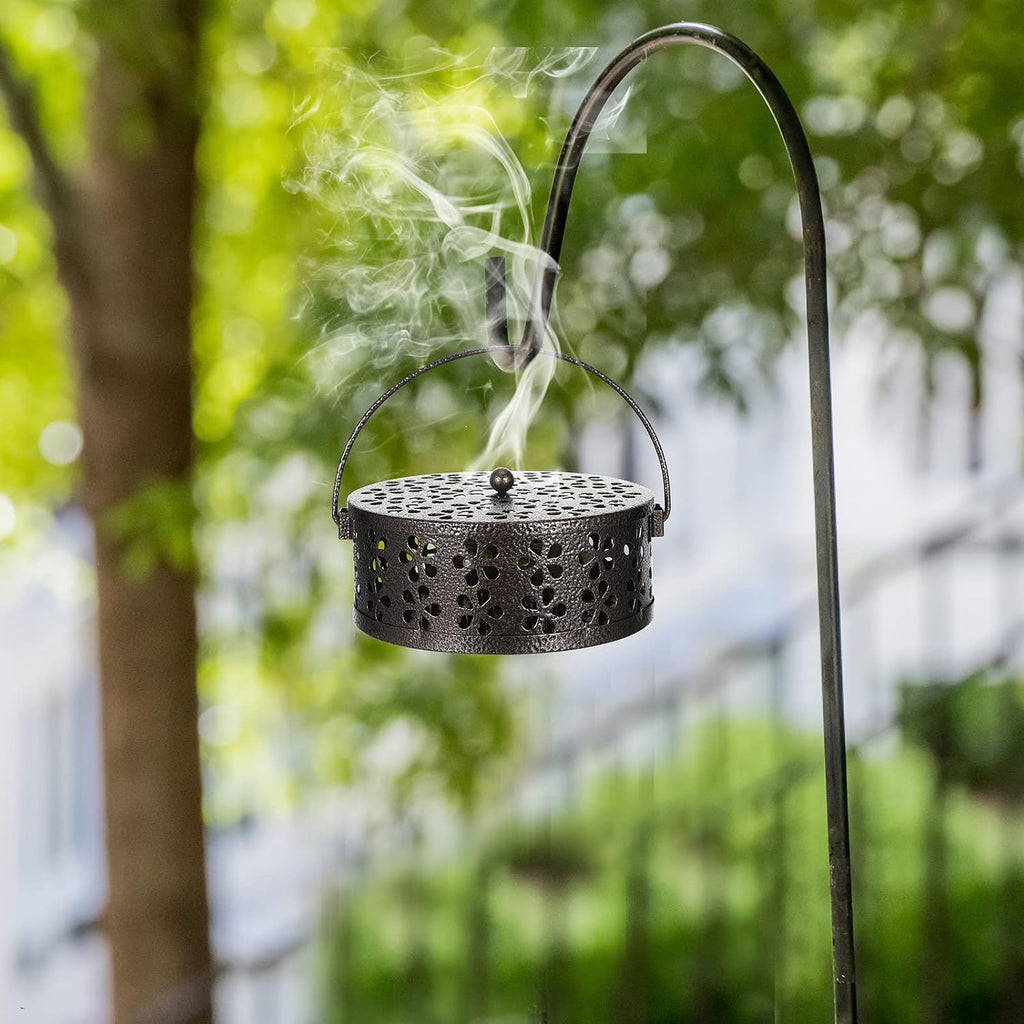 Lallisa 4 Pieces Coil Holder Retro Iron Incense Holder Long Lasting Portable Coil Incense Burner for Indoor Outdoor Hanging Camping Patio, 5.3 Inch in Diameter