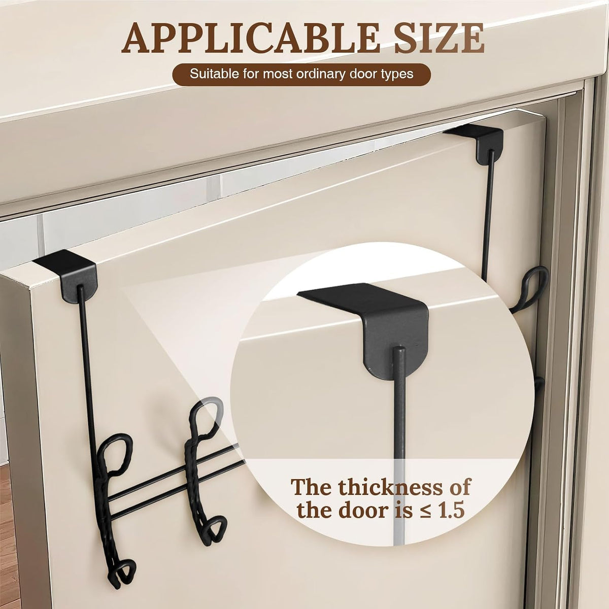 Twisted Design Over The Door Hook Rack With 12 Hooks - Towel, Coat Hanger for Bathroom, Bedroom or Laundry Room (Black)