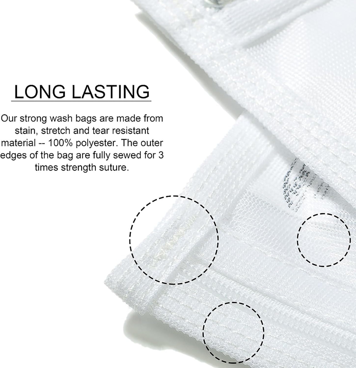 TENRAI Delicates Laundry Bags, Bra Fine Mesh Wash Bag for Underwear, Lingerie, Bra, Pantyhose, Socks, Use YKK Zipper, Have Hanger Loops, (White, 3 Large)