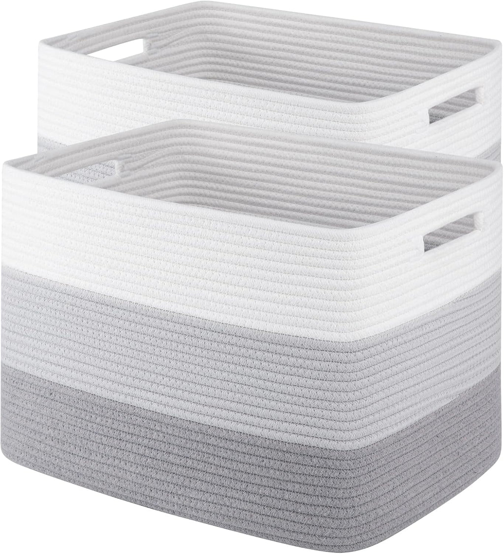 2 Pack Woven Storage Baskets for Closet, Toy Basket with Handles