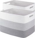 2 Pack Woven Storage Baskets for Closet, Toy Basket with Handles