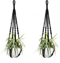 Macrame Plant Hanger Indoor Hanging Planter Basket with Wood Beads Handmade Woven Cotton Rope Flower Pot Holder Stand for Boho Outdoor Home Decor No Tassels, 35 Inch, Set of 2