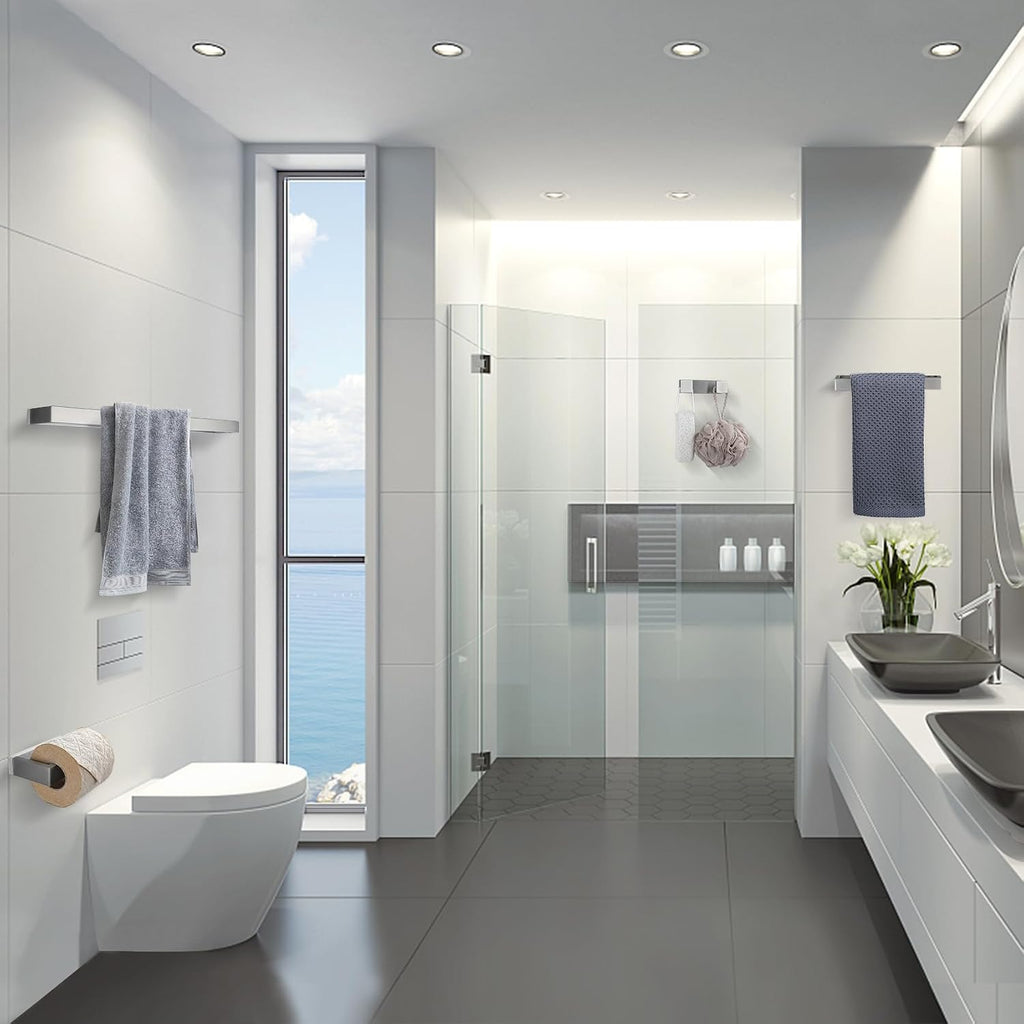 Lairuier Brushed Nickel Bathroom Hardware Accessories, 4PCS Towel Bar Set