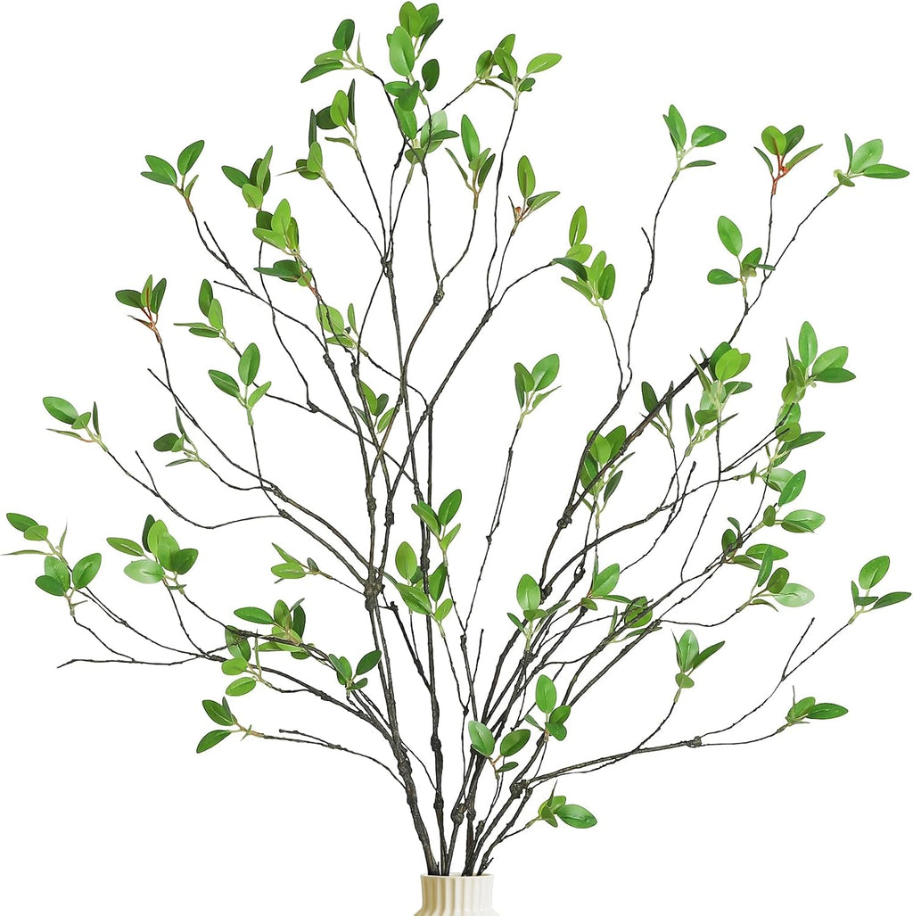 LFF 5Pcs Artificial Greenery Stems, 34" Faux Ficus Leaves Branches