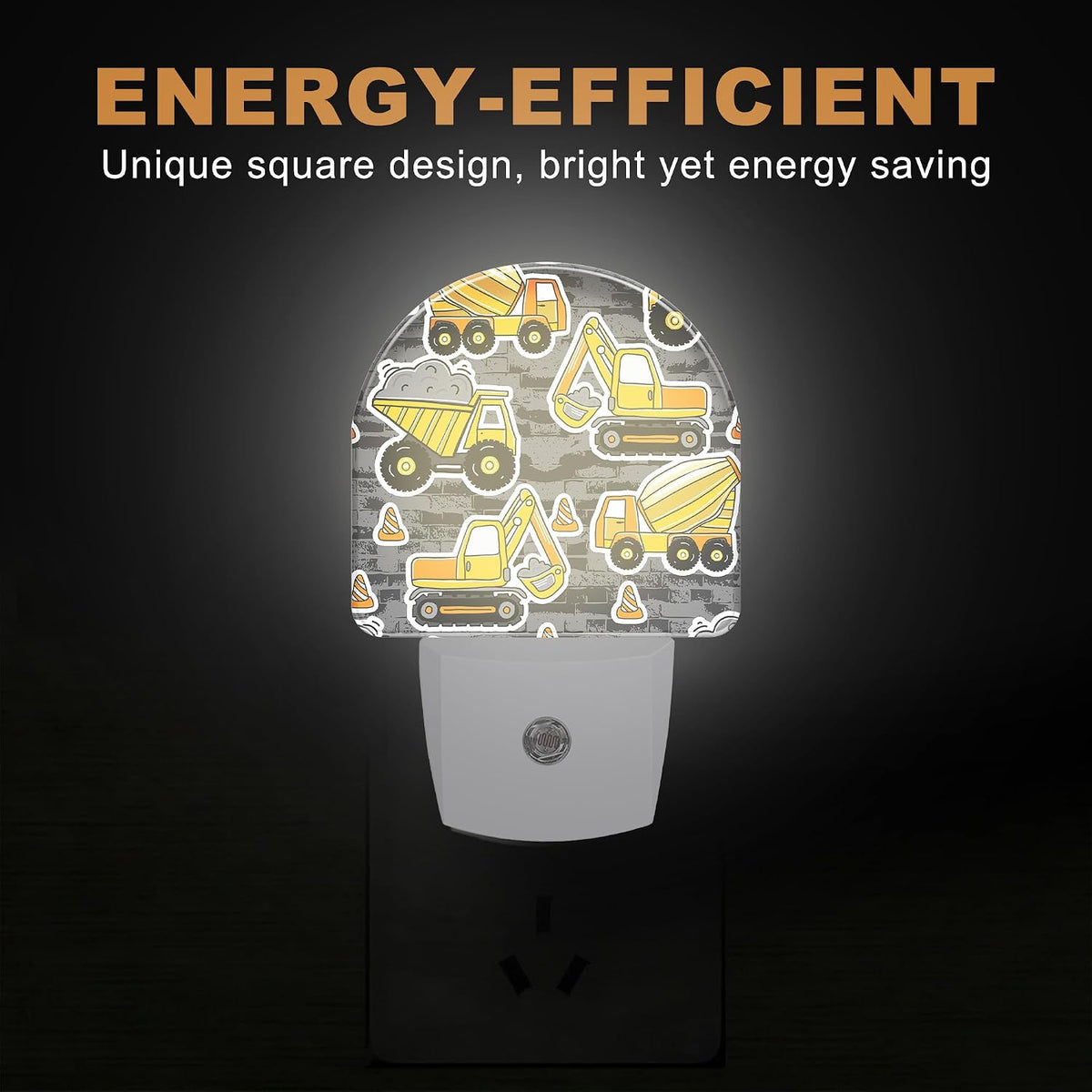 Night Light Excavator Transporter Truck Night Lights Plug into Wall with Dusk to Dawn Smart Sensor for Bedroom Bathroom Hallway Kitchen, Warm Nightlights for Boys Girls Women Men