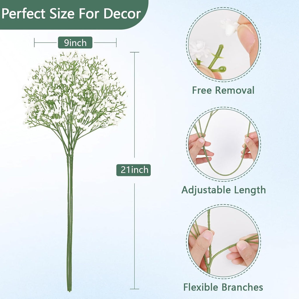 Elyum Babys Breath Artificial Flowers, 25 Pcs Baby Breath Flowers Fake Bulk