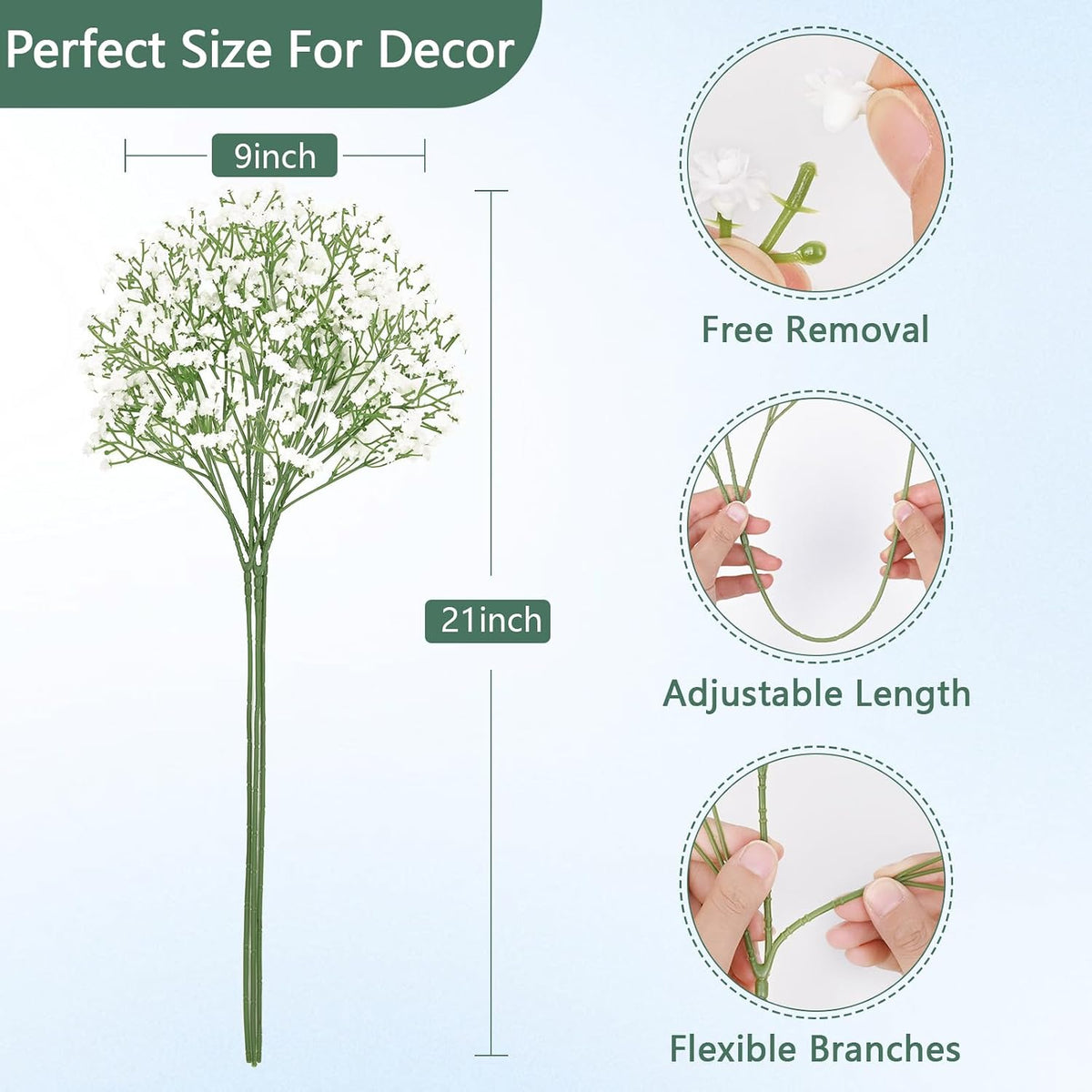 Elyum Babys Breath Artificial Flowers, 25 Pcs Baby Breath Flowers Fake Bulk