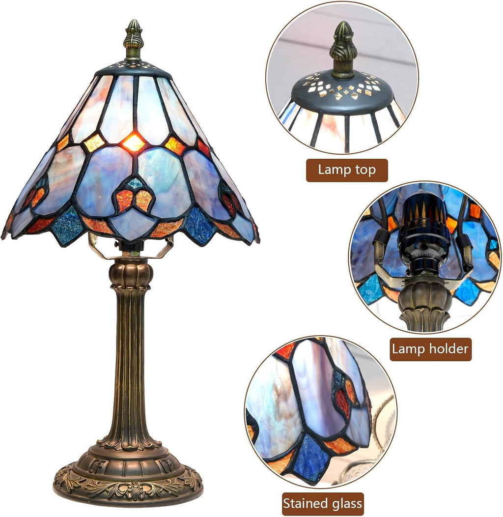 Tiffany Lamp Stained Glass Table Lamp Purple Style Small Bedside Lamp Living Room Dining Room Reading Office Decoration Desk Lamp Home Decoration Creative Gift