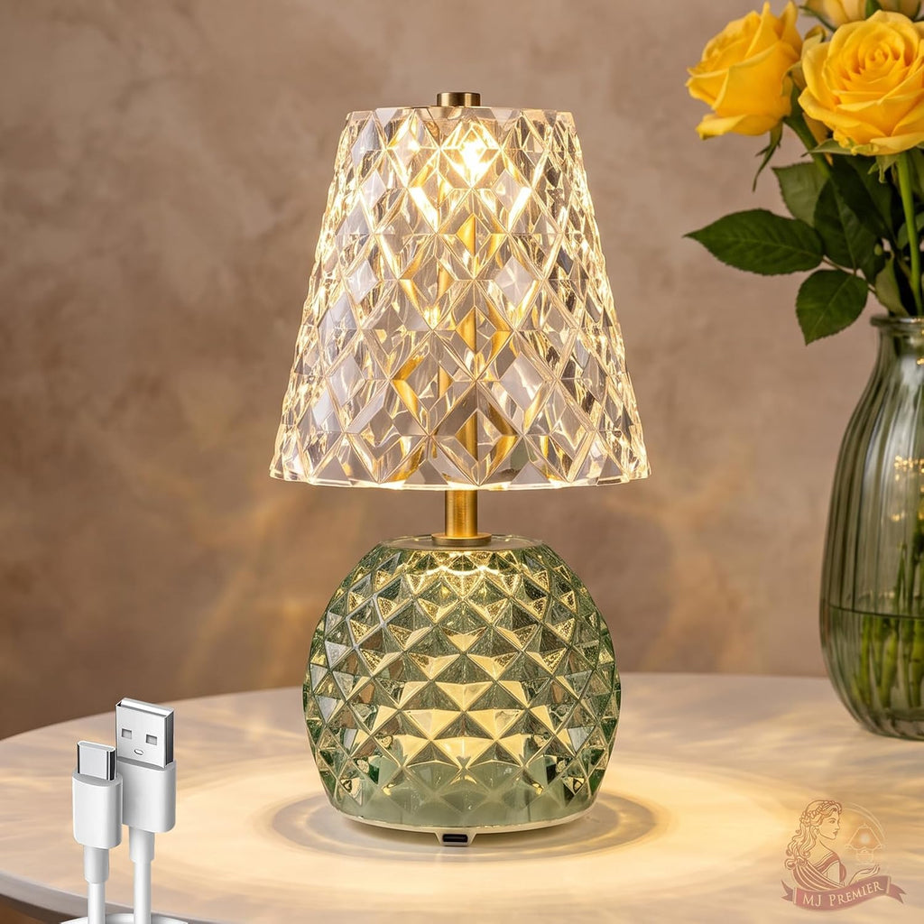 MJ PREMIER Rechargeable Table Lamp Cordless Mushroom Lamp with Timer Green