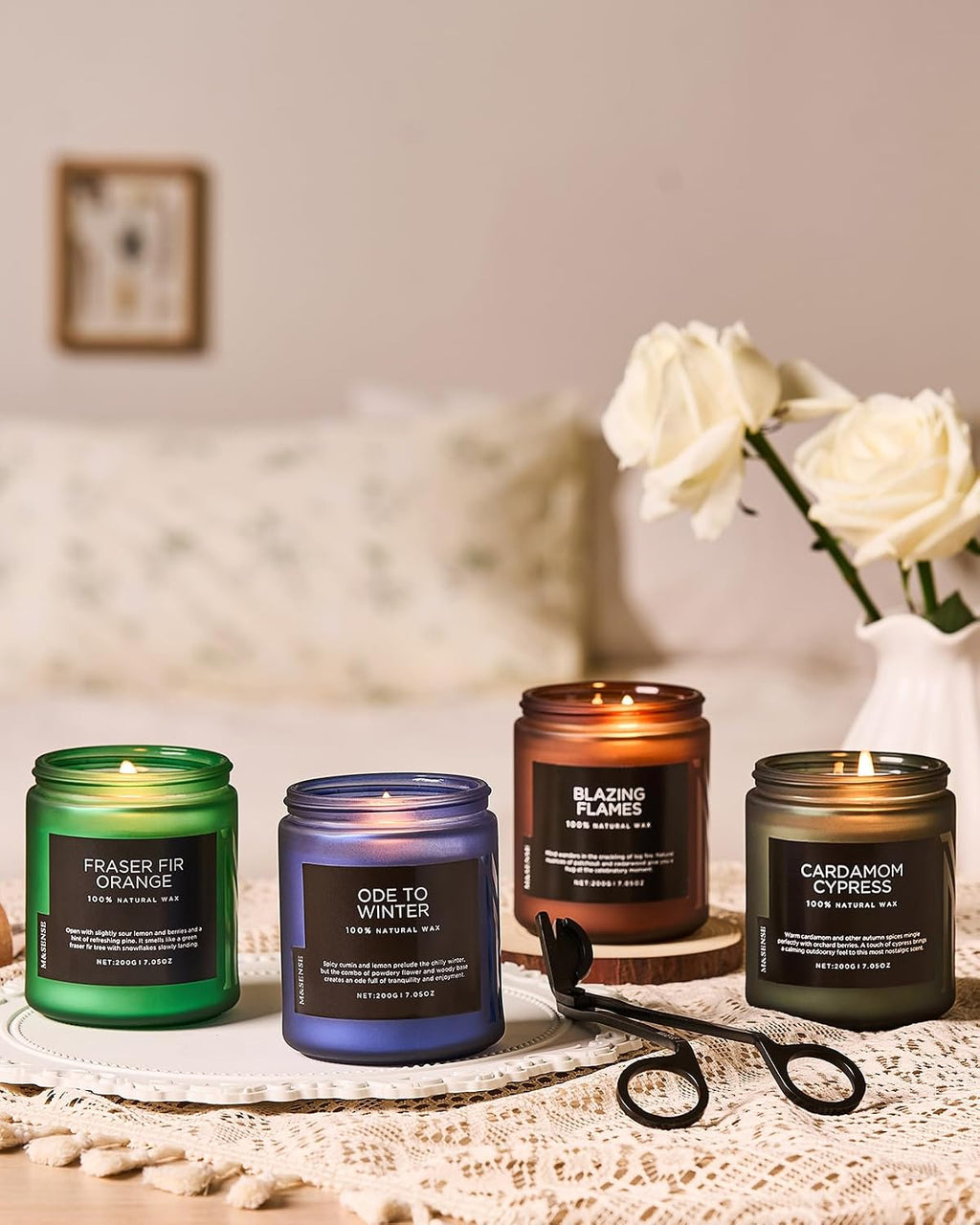 M&SENSE Ode to Winter Candles for Home Scented 7.05oz Natural Soy Wax 50h