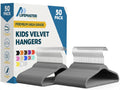Gray Velvet Kids Hangers 50 Pack, 10.83" Non-Slip Baby & Toddler Hangers for Clothes, Space-Saving Slim ABS Plastic with 360° Swivel Hook & Notched Shoulders, Up to 10 lb Capacity