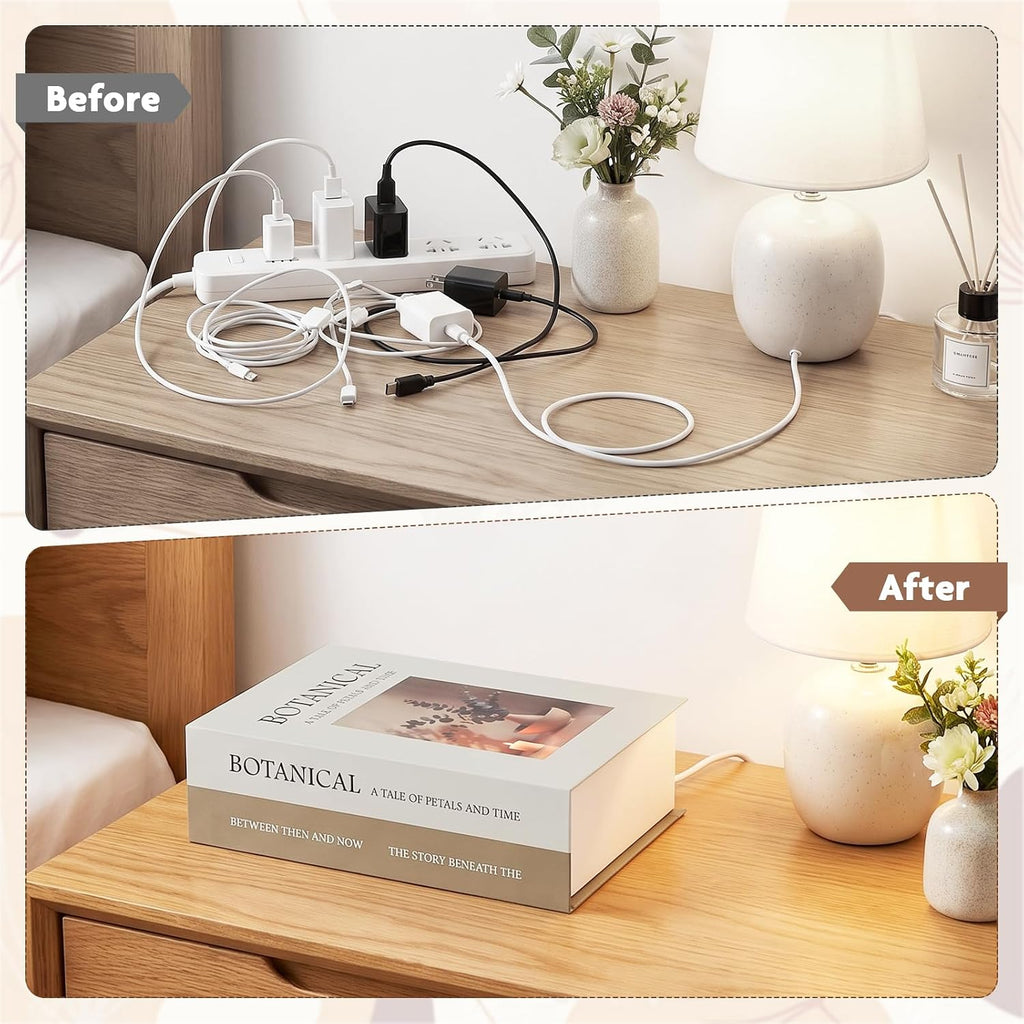 Book Shape Decorative Cable Management Box, Botanical