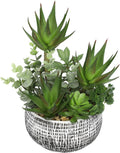 Large Artificial Succulent Aloe in Bowl Pot Faux Succulent Arrangement 11"