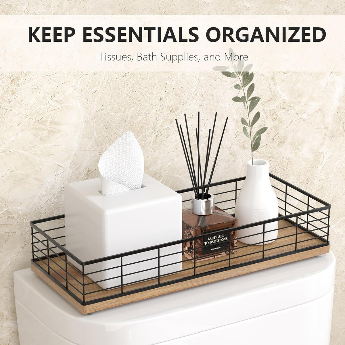 Toilet Paper Storage Basket, 16" Large Acacia Wood Toilet Paper Basket