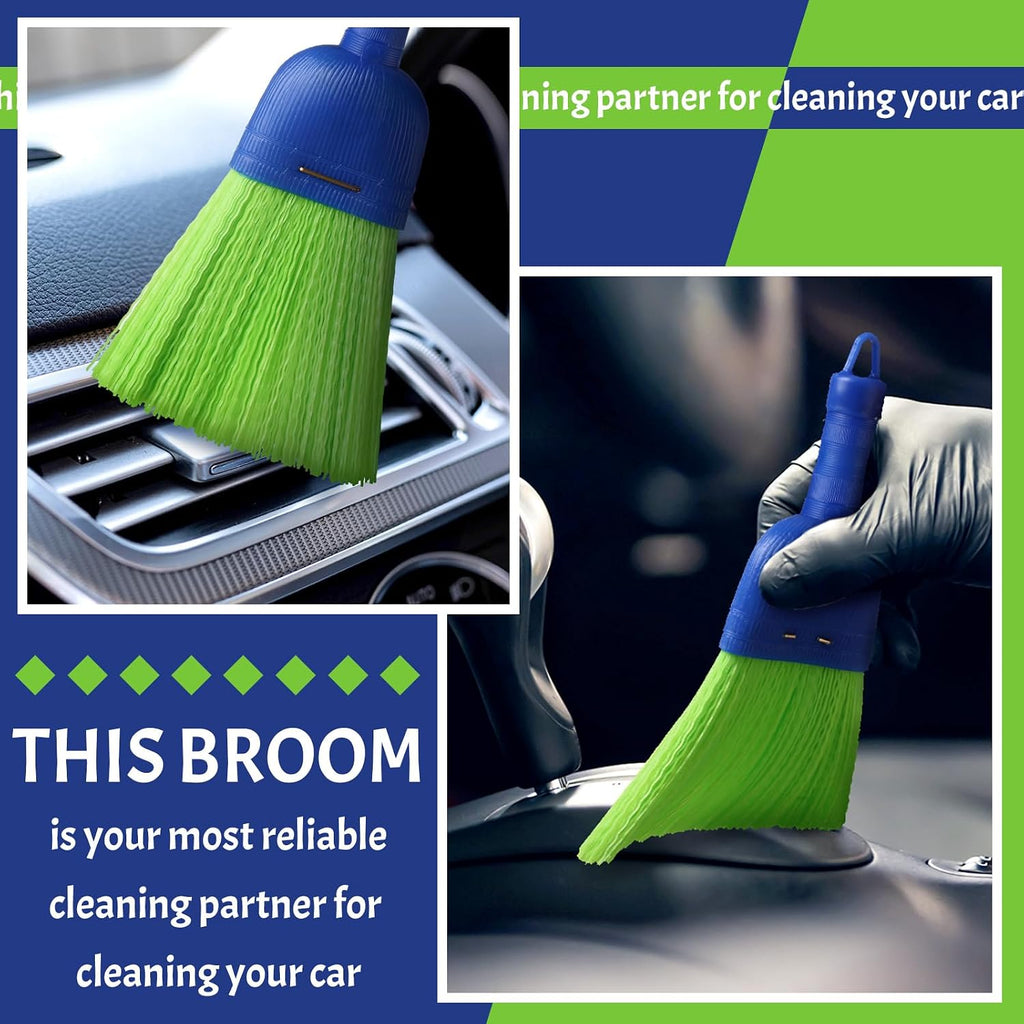 Domensi 4 Pcs Whisk Broom Poly Fiber Hand Brush with Hang Hole Car Cleaning