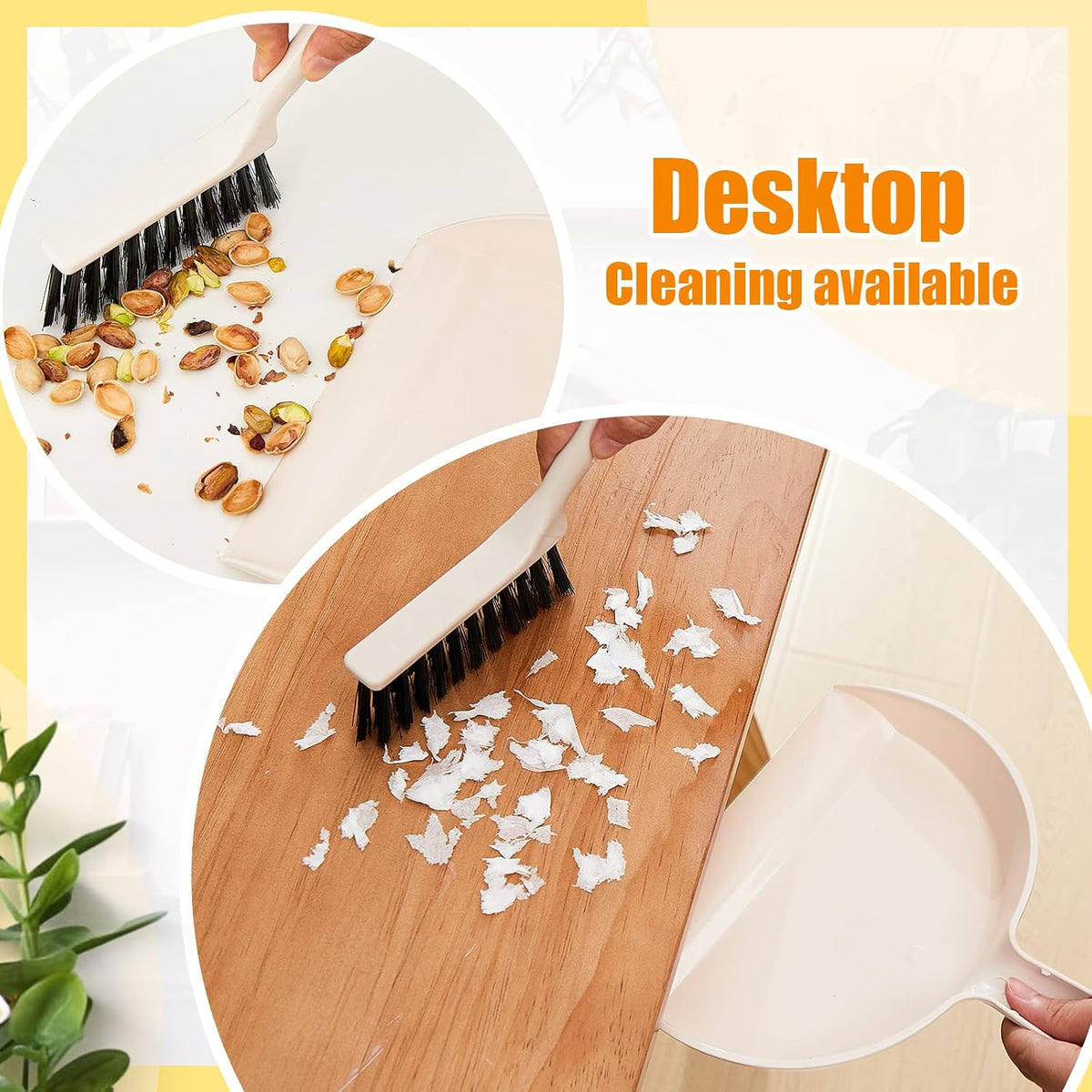 Sliner 18 Pack Mini Dustpan Brush Set Small Broom Set Bulk,Beige