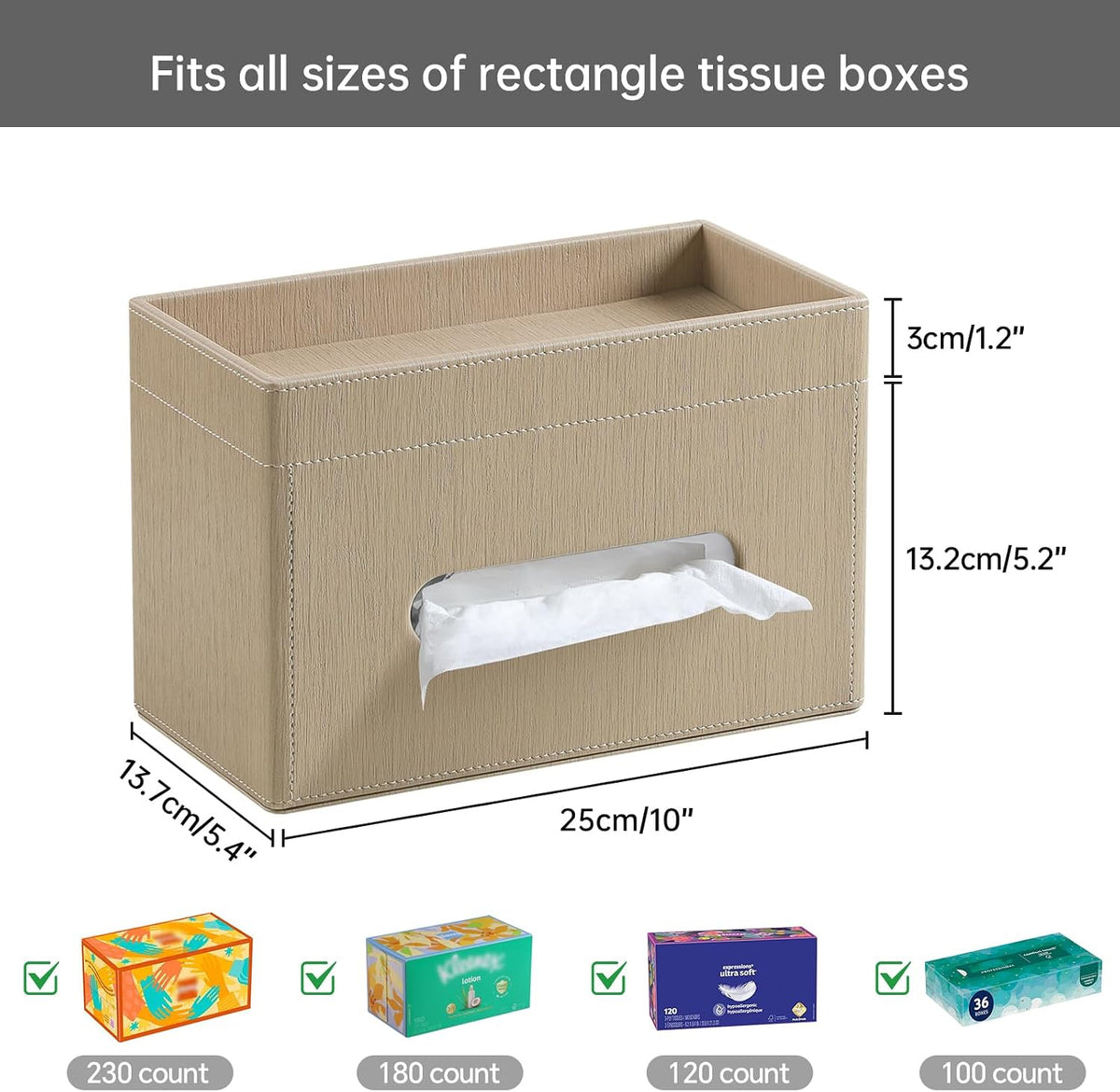 Plus Size Tissue Box Cover, Rectangle Tissue Box Organizer, Wood