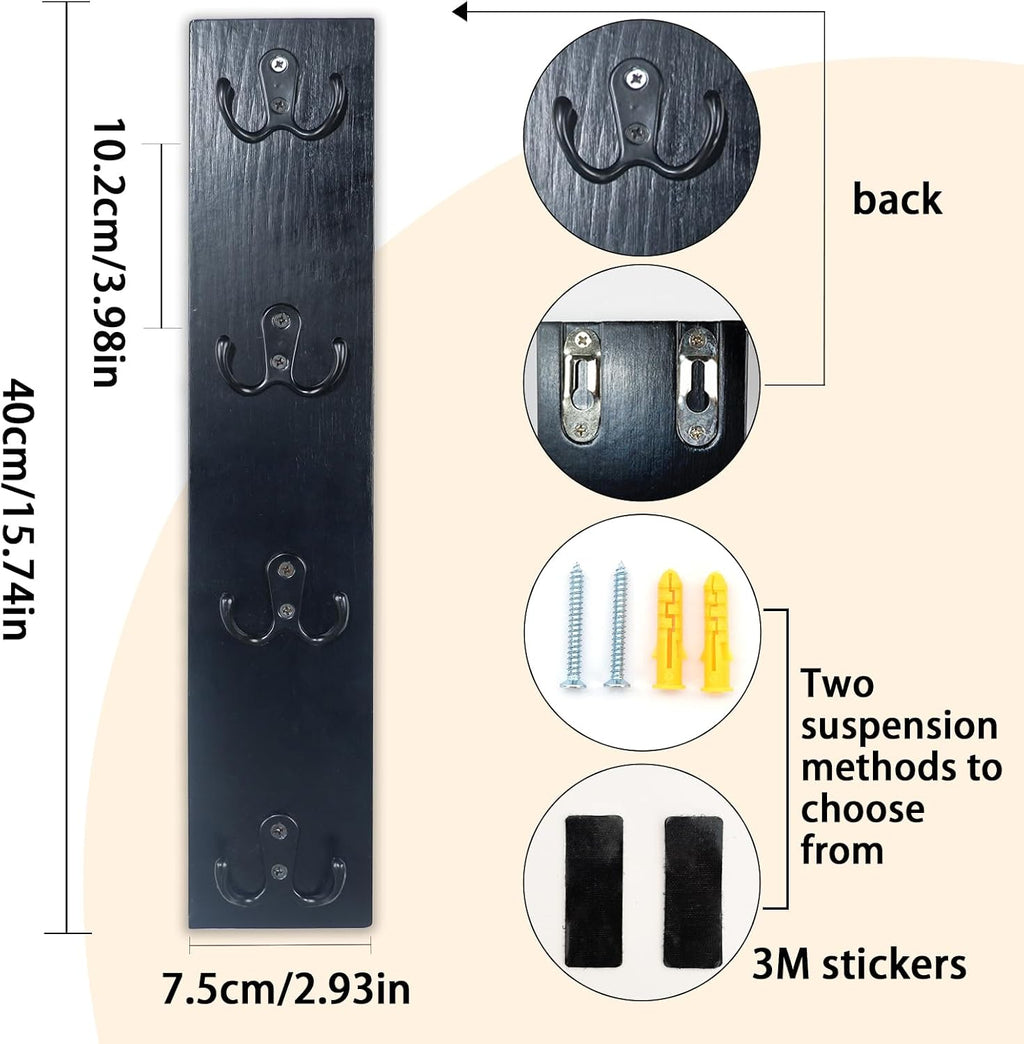Yohsnor Vertical Key Holder for Wall,Space-Saving Hook Rack for Key,Wallet