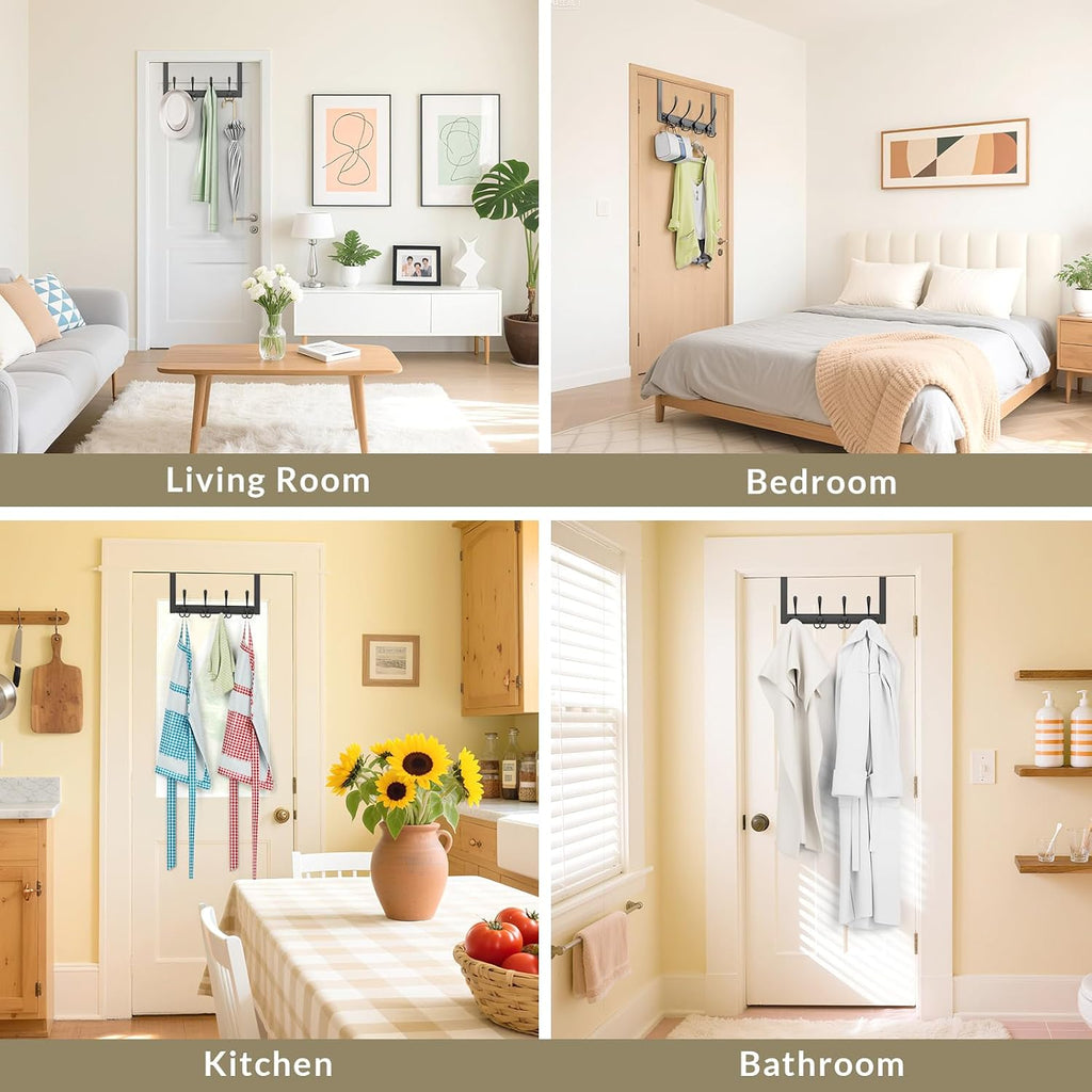 Heavy Duty Over The Door Towel Rack for Bathroom, Black Door Towel Hanger