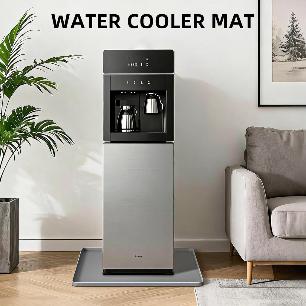 Water Cooler Mat, Waterproof Silicone Tray 19.7"x19.7", Gray