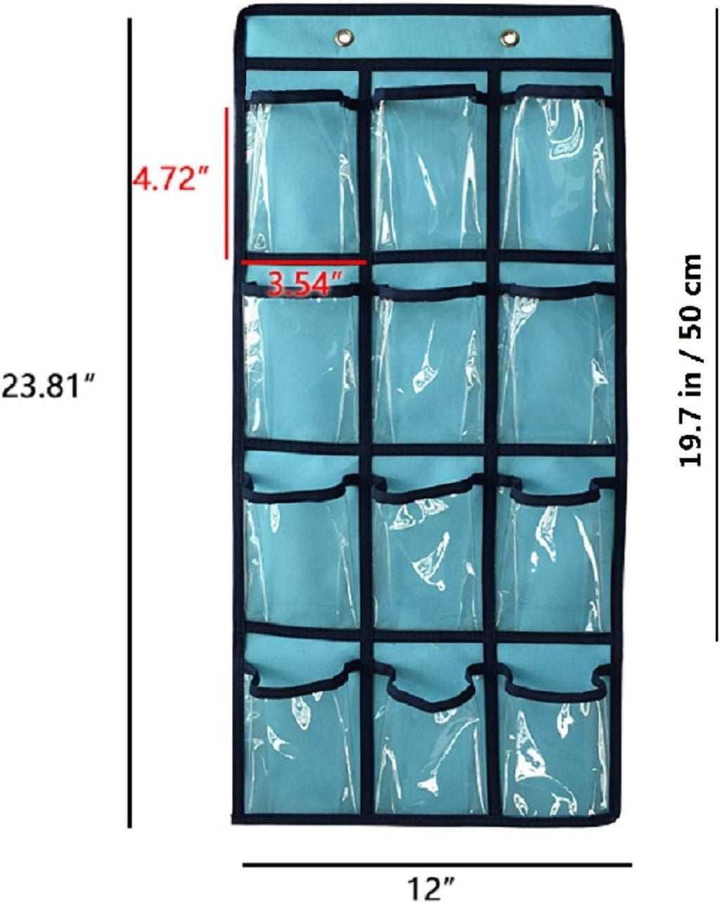 NIMES Hanging Closet Underwear Sock Jewelry Storage Over The Door Classroom Cell Phone Calculator Organizer Clear Pockets (BLUE-12 & 9 POCKETS PACK)