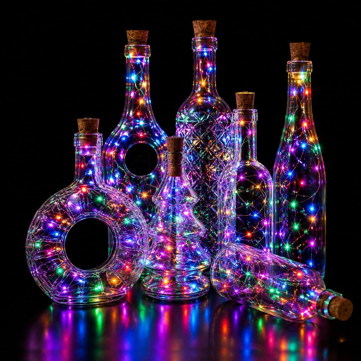 Bottle Lights 12 Pack 20 LEDs Cork Lights for Wine Bottles Battery (Included) Powered Fairy Mini String Lights for DIY Jar Lighting Indoor Bedroom Party Wedding Christmas Halloween Decor (Colorful)