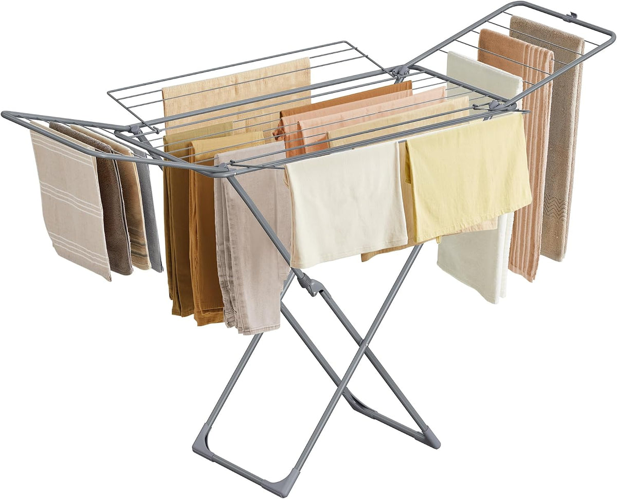 SONGMICS Clothes Drying Rack, Foldable, Heavy Duty, 4 Gullwings