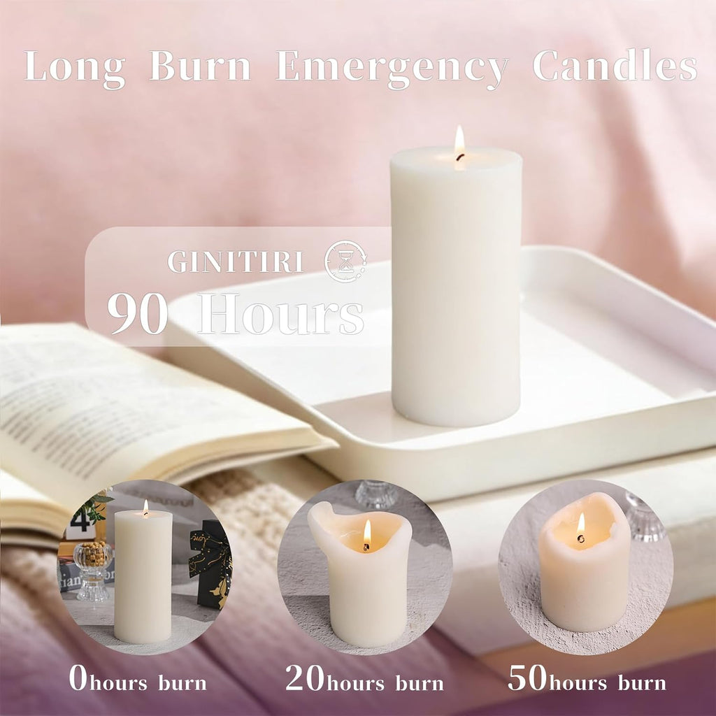 Rustic Soy Pillar Candles 2.8x6 Inch,6 Pack Ivory Candle