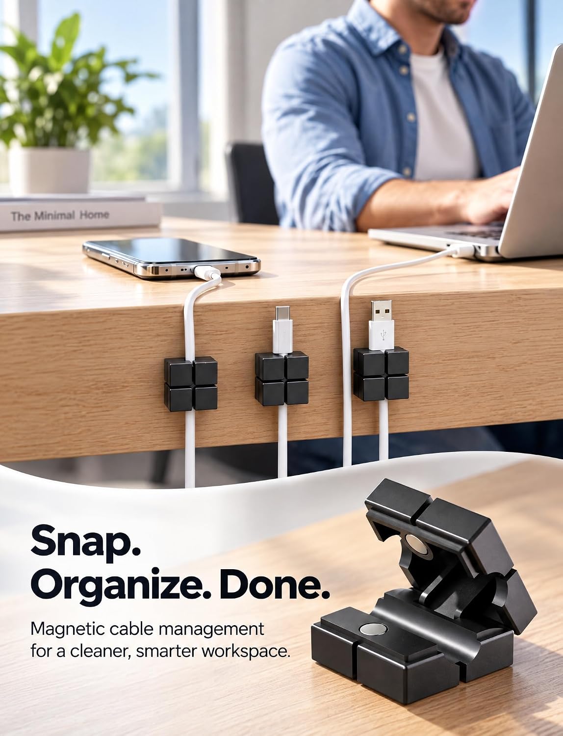 9 Pack Magnetic Cable Clips, Cord Holder Organizer for Desk, Wall
